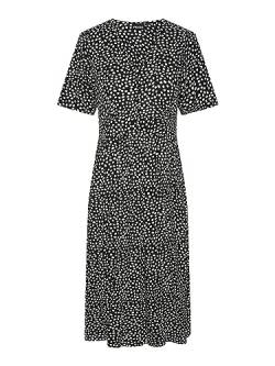 PIECES Damen Pctala Ss Midi Dress Noos Bc, Black/AOP:dot, XS von PIECES