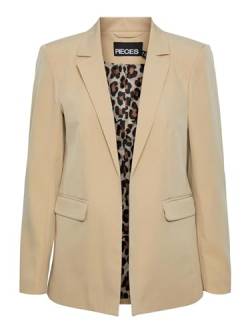 PIECES Women's PCBOZZY LS Detail NOOS BC CP Blazer, Safari/Detail:Leo Print, L von PIECES