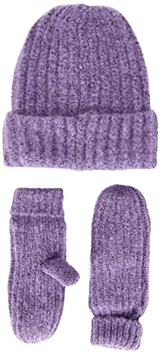 Pieces Baby - Mädchen Lppyron Structured Tw Noos Bc Mütze und Handschuhe Set, Purple Rose/Detail:Set Hood+Mittens, 51-53 EU von PIECES