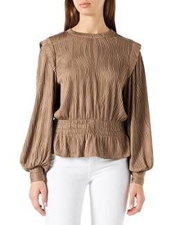 Pieces Damen Pcanela Smock Top Bluse, Fossil, XS EU von PIECES