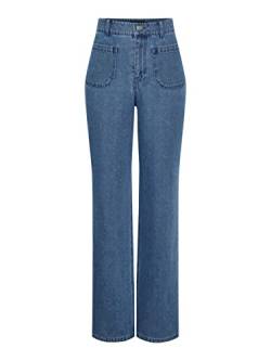 Pieces Women's PCAMA HW Wide Jeans LB BC Jeanshose, Light Blue Denim, S von PIECES