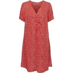 Pieces Women's PCNYA SS V-Neck Short Dress BC Kleid, Poppy Red/AOP:Hearts, M von PIECES