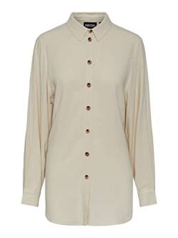 Pieces Women's PCVINSTY LS Oversize Linen Shirt Hemd, Birch, XS von PIECES