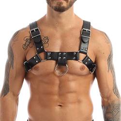 PIIKNUO Herren PU Leder Body Brust Harness Verstellbarer Brustgurt aus Leder für Herren Fetisch Herren Bondage Fesseln Sex Cosplay Kostüm Clubwear Punk Gothic Fetisch Bandage Kostüme von PIIKNUO