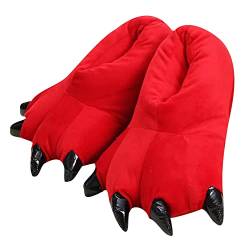 PINGESILU Plüsch Tier Kralle Hausschuhe Unisex Erwachsene Monster Kralle Home Schuhe (Rot, adult, women, numeric_40, numeric_range, eu_footwear_size_system, numeric_43, medium) von PINGESILU