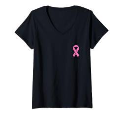 Rosa Band Brustkrebs Bewusstsein T-Shirt mit V-Ausschnitt von PINK RIBBON BREAST CANCER AWARENESS