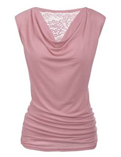 PINSPARK Damen Basic Oberteil Sexy V-Ausschnitt Kurzarm T-Shirt Falten Caulse Tank Tops Pink Lila L von PINSPARK