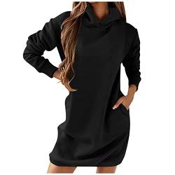 PINTUTU Damen Hoodie Kapuzenpullover Lang Sweatjacke Sweatkleid Winterkleid Herbstkleid Kleid Sweatshirt Sweatshirtkleid Kapuzenjacke Kapuzenpulli Kapuze Langarm Sport Outdoor von PINTUTU