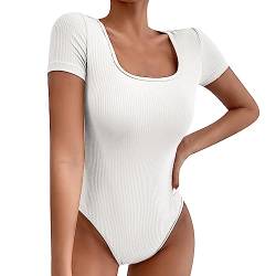 PINTUTU Damenbody mit Kurze Ärmel und Rundhals Damen Tshirt Overall Bodysuit Unterzieh-Body optimale Passform Sportlicher Tanz-Body für Frauen Body von PINTUTU