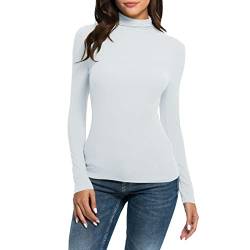 Thermo Oberteil Damen Rollkragenpullover Langarm Basic-Shirt Thermounterwäsche Winter warm Unterhemd Langarmshirt Rollkragenbluse einfarbig schmale Passform Rollkragen Bluse Tops Crop von PINTUTU