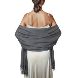 Schal Grau Stola Damen Festlich für Abendkleid Pashmina Schals Tücher Winter von PIOYMEYA