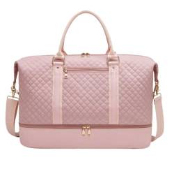 Leichte Reisetasche 19-Zoll-Reise-Weekender-Rosa-Tasche Für Damen, Reisetasche Mit Schuhfach Für Flugzeuge Sporttasche Gym von PIPONS