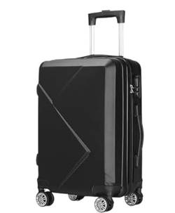 PIPONS Trolley Rollkoffer Gepäck-Hartschalenkoffer Mit Spinner-Rädern Leichter Hartschalen-Koffer Mit Rollen Reisekoffer Gepäck (Color : Black, Size : 20in) von PIPONS