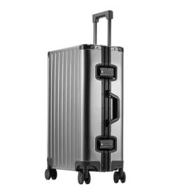 PIPONS Trolley Rollkoffer Gepäck Koffer Legierung Trolley Fall Metall Koffer Silent Universal Rad Gepäck Reisekoffer Gepäck (Color : A, Size : 28inch) von PIPONS