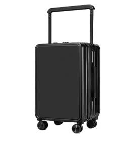 PIPONS Trolley Rollkoffer USB-Schnittstelle, Koffer, Trolley, Gepäck, Universalräder, TSA-Zoll-Zahlenschloss Reisekoffer Gepäck (Color : Nero, Size : 20 in) von PIPONS