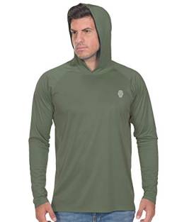 Angel-Shirts für Herren, langärmelig, Sonnenschutz LSF 50+, UV-T-Shirt - Grün - Groß von PIQIDIG