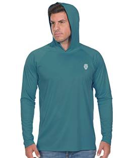 Angel-Shirts für Herren, langärmelig, Sonnenschutz LSF 50+ UV-T-Shirt, Hoodies - Blau - Groß von PIQIDIG