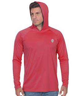 Angel-Shirts für Herren, langärmelig, Sonnenschutz LSF 50+ UV-T-Shirt, Hoodies - Rot - 3X-Groß von PIQIDIG
