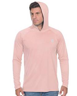 Anglerhemd für Herren, langärmelig, Sonnenschutz, LSF 50+, UV-T-Shirt mit Kapuze - Pink - Groß von PIQIDIG