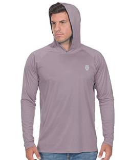 Anglerhemd für Herren, langärmelig, Sonnenschutz, LSF 50+, UV-T-Shirt mit Kapuze - Violett - Groß von PIQIDIG
