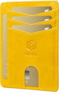 PIRNA Mini Geldbörse aus Leder mit RFID Schutz - Slim Wallet für Herren & Damen - Kreditkartenetui Geldbeutel klein Portmonee Portemonnaie - Gelb von PIRNA