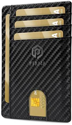 PIRNA Slim Wallet Kreditkartenetui für Herren und Damen – Geldbörse Herren klein mit RFID Schutz – Mini Portemonnaie für Männer inklusive Portmonee und Geschenkbox – Carbon Fiber von PIRNA