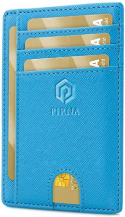 PIRNA Slim Wallet Kreditkartenetui für Herren und Damen – Geldbörse Herren klein mit RFID Schutz – Mini Portemonnaie für Männer inklusive Portmonee und Geschenkbox – Himmelblau von PIRNA