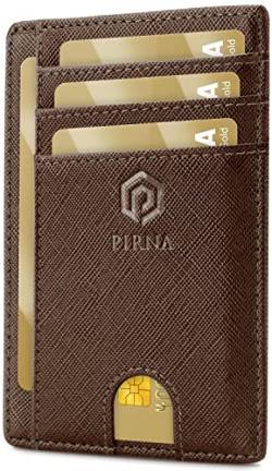 PIRNA Slim Wallet Kreditkartenetui für Herren und Damen – Geldbörse Herren klein mit RFID Schutz – Mini Portemonnaie für Männer inklusive Portmonee und Geschenkbox – Kaffee Braun von PIRNA