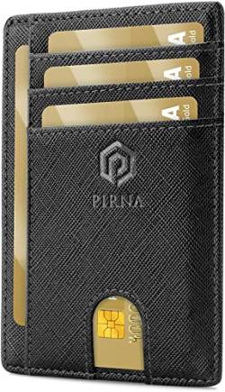 PIRNA Slim Wallet Kreditkartenetui für Herren und Damen – Geldbörse Herren klein mit RFID Schutz – Mini Portemonnaie für Männer inklusive Portmonee und Geschenkbox – Schwarz von PIRNA