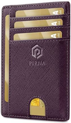 PIRNA Slim Wallet Kreditkartenetui für Herren und Damen – Geldbörse Herren klein mit RFID Schutz – Mini Portemonnaie für Männer inklusive Portmonee und Geschenkbox – Violett von PIRNA