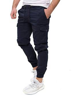 PITTMAN Darius - Cargo Männer Hosen Mit Seitentaschen - Baumwoll Herren Cargohose - Slim Fit Arbeitshosen, Blau (Sky Captain 193922), W28/L34 von PITTMAN