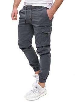 PITTMAN Darius - Herren Hose Cargo Chino - Stoff Cargohose Slim Fit - Baumwoll Cargojeans, Grau (Tornado 183907), W33/L36 von PITTMAN