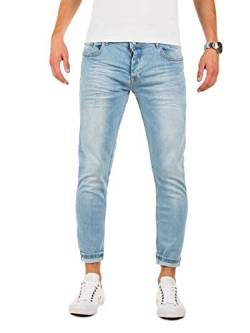 PITTMAN Herren Jeans Skinny Fit M433 - Zerrissene Jeans Herren - Enge Jeanshose SkinnyFit für Maenner, Blau (Blue Denim), W33/L32 von PITTMAN