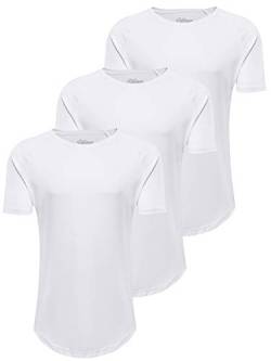 PITTMAN Herren T-Shirt 3er Pack Oversize Finn Sommer Rundhals Shirt Slim Fit Weiss Männer Tshirt weißes Kurzarm lang, Weiß (B. White 1106013), 4XL von PITTMAN