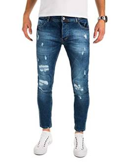 PITTMAN Jeans Skinny Fit M435 - Zerrissene Jeans Herren - Blaue Zerrissene Hose - Stretchjeans - Enge Jeanshose Männer, Blau (Blue Denim), W32/L32 von PITTMAN
