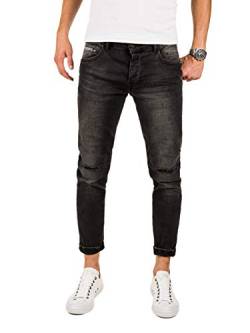PITTMAN Jeans Skinny Fit M442 - Zerissene Jeans Herren - schwarz Hose eng Stretchjeans - Männer Strecht Hosen, Schwarz (Phantom Black 4205), W32/L32 von PITTMAN