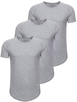 PITTMAN T-Shirt Herren 3er Pack Oversize Finn Sommer Rundhals-Ausschnitt graues Slim Fit Moderner Männer Tshirt Melange, Grau (D. Gray 1639073), L von PITTMAN