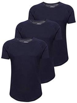 PITTMAN T-Shirts Herren 3er Pack Oversize Finn Rundhals blaues Shirt Slim Fitness Moderner Männer Tshirt Blauer Kurzarm lang, Blau (1939243), 3XL von PITTMAN