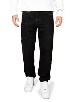 PITTMAN Titan - Schwarze Jeans Hose - Herren Denim Stoffhose Denim - Männer Jeanshose Loose Fit, Schwarz (Black 194008), W32/L34 von PITTMAN