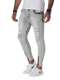 PITTMAN Zerrissene Jeans Skinny Fit M429 - Enge Jeanshose für Maenner - graues Hose eng Stretchjeans - Strech Hosen, Grau (Light Grey 12545), W33/L32 von PITTMAN