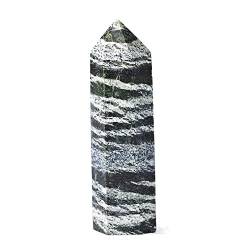 PIUHRKLEVD 1 STÜCK Natursteine ​​Kristallspitze 36 Farben Turm Amethyst Rosenquarz Stein Erz Obelisk Home Ornamente (Color : Green Zebra Stone, Size : 70-80mm) von PIUHRKLEVD