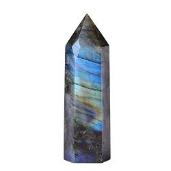 PIUHRKLEVD 1 STÜCK Natursteine ​​Kristallspitze 36 Farben Turm Amethyst Rosenquarz Stein Erz Obelisk Home Ornamente (Color : Labradorite, Size : 60-70mm) von PIUHRKLEVD