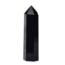 PIUHRKLEVD 1 STÜCK Natursteine ​​Kristallspitze 36 Farben Turm Amethyst Rosenquarz Stein Erz Obelisk Home Ornamente (Color : Obsidian, Size : 70-80mm) von PIUHRKLEVD