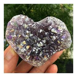 PIUHRKLEVD Amethyst-Rohstein-Kristall, 80–300 g, schöne Regenbogen-Engel-Aura, verrückte Amethyst-Cluster, natürlicher Quarzkristall, rauer Lealing-Stein for Geschenke, (Size : 200-300g) von PIUHRKLEVD