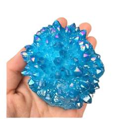 PIUHRKLEVD For wunderschöne galvanisierte blaue Aura-Quarzkristall-Cluster mit natürlichem Regenbogenlicht und for die Inneneinrichtung als Geschenk von PIUHRKLEVD