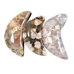 PIUHRKLEVD Heimdekoration, 1 Stück, natürlicher Schneeflocken-Kirschblüten-Achat, mondförmiger Kristall-Edelstein, natürliche Quarzkristalle, Steine, (Color : One Size, Size : 60-80g) von PIUHRKLEVD