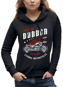 PIXEL EVOLUTION American Bobber Hoodie – Born to Ride – Chooper – Bikers Damen, Schwarz , 42 von PIXEL EVOLUTION