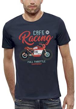 PIXEL EVOLUTION T-Shirt Biker – Cafe Racing – Biker – Vollgas Herren, marine, L von PIXEL EVOLUTION