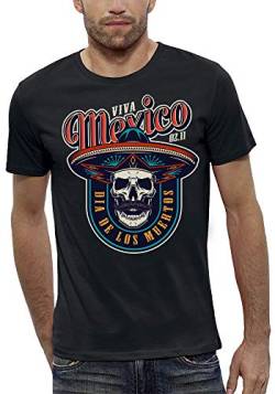 PIXEL EVOLUTION T-Shirt MEXIKANISCHER SCHÄDEL Viva Mexico - Herren - größe XL - Schwarz von PIXEL EVOLUTION