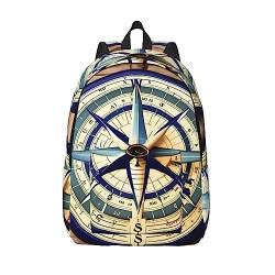 PIXOLE Rucksack aus Segeltuch für Herren und Damen, mit roten und weißen Punkten, Maritimer Segelboot Kompass, Medium von PIXOLE